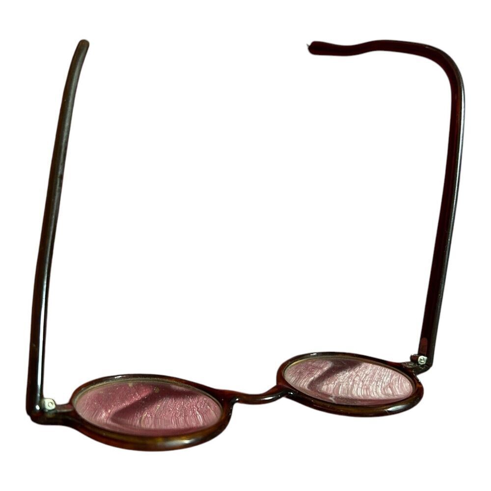 2 Pair Vintage Round Eye Glasses Black And Brown Harry Potter Resemblance - Picture 7 of 7